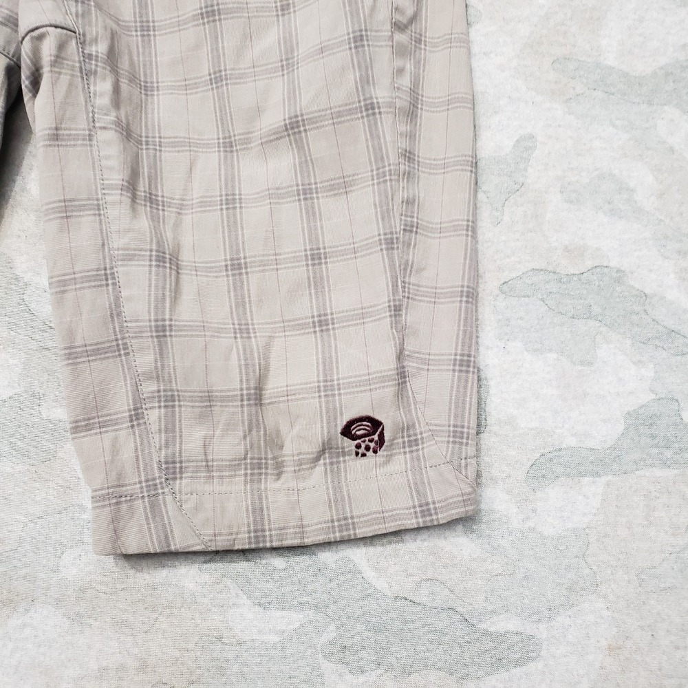 Mountain Hardwear Shorts Womens Medium Gray Pockets Plaid Check Outdoors - Picture 4 of 11